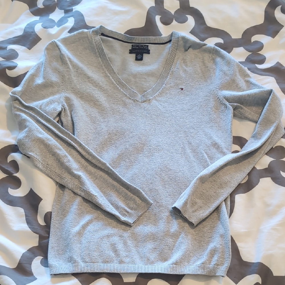 Tommy Hilfiger Gray Pima Cotton Blend Sweater